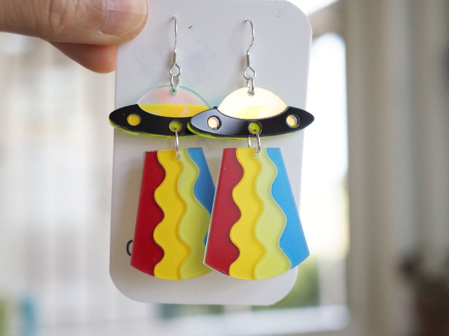 UFO rainbow beam earrings