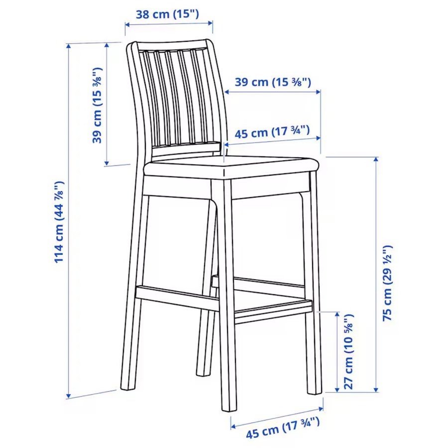 IKEA EKEDALEN Barbord och 4 Barstolar