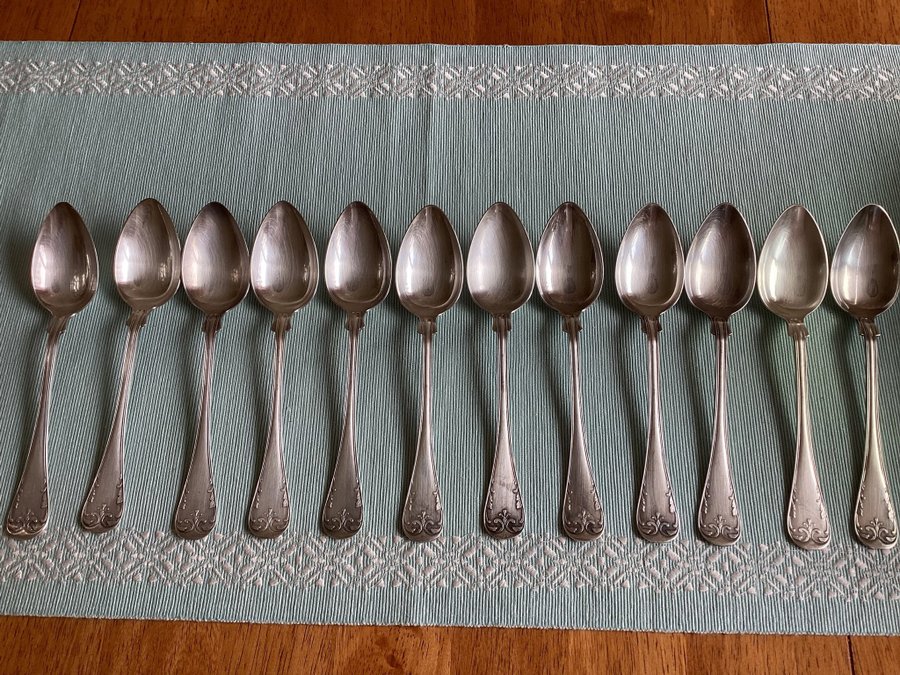 12 Skedar i extra prima nysilver Vintage