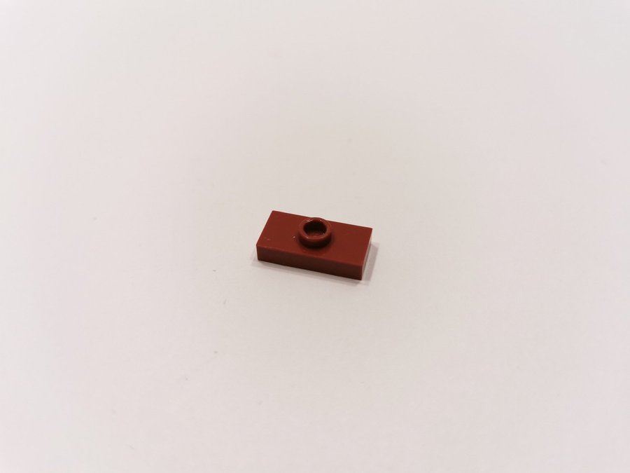 Lego - 1x2 - platt - plate - modifierad - part 3794a - vinröd (dark red)