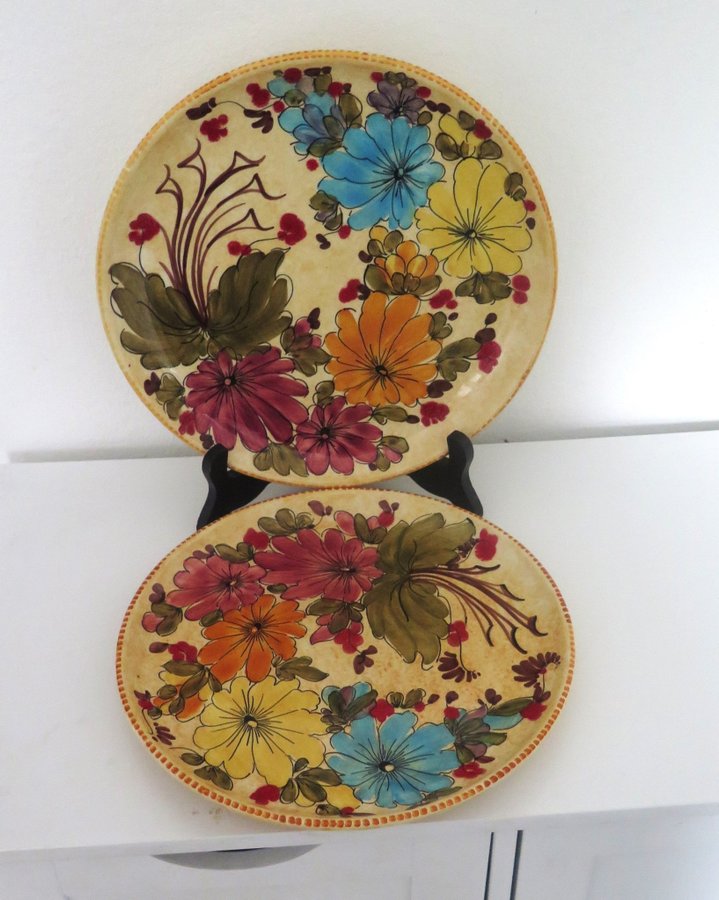 2 vackra elettra catioula assietter blomdecor porslin