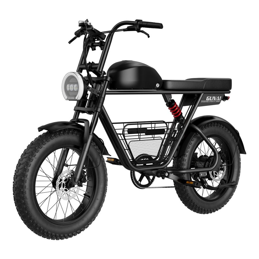 GUNAI-T terräng elcykel 20'' Fat Tire Motorcykel 48V 21AH Batteri och lastkorg