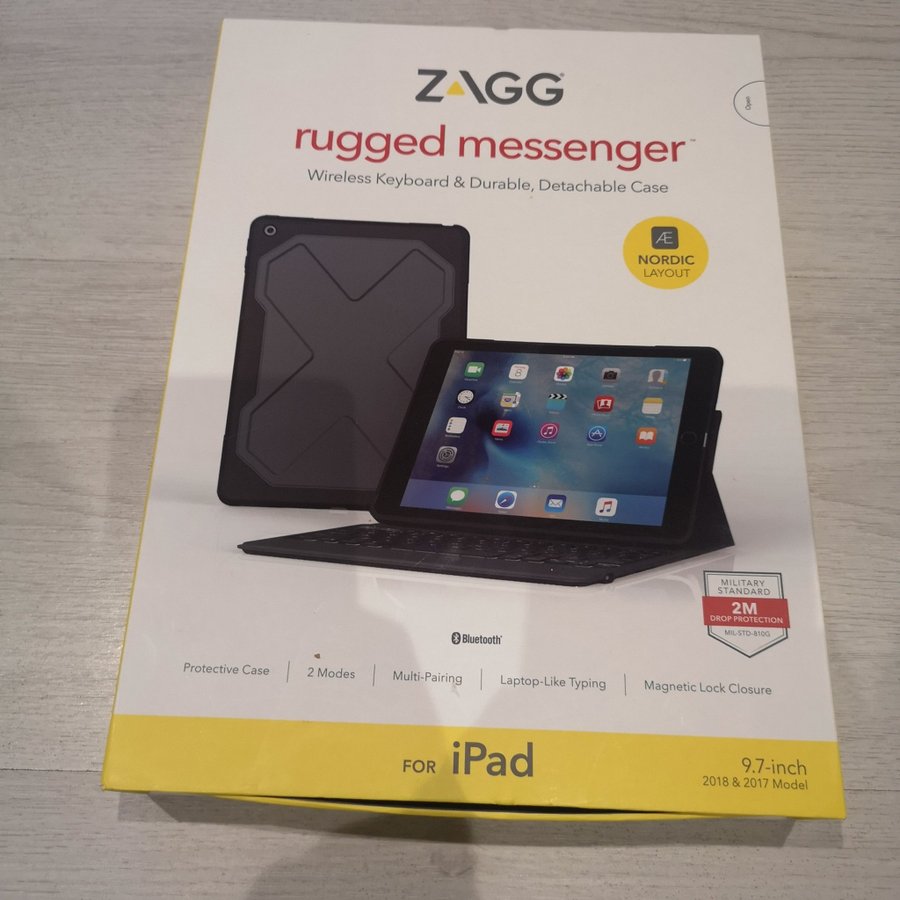 ZAGG Rugged Messenger Keyboard Case för iPad 9.7 tum (2017/2018)