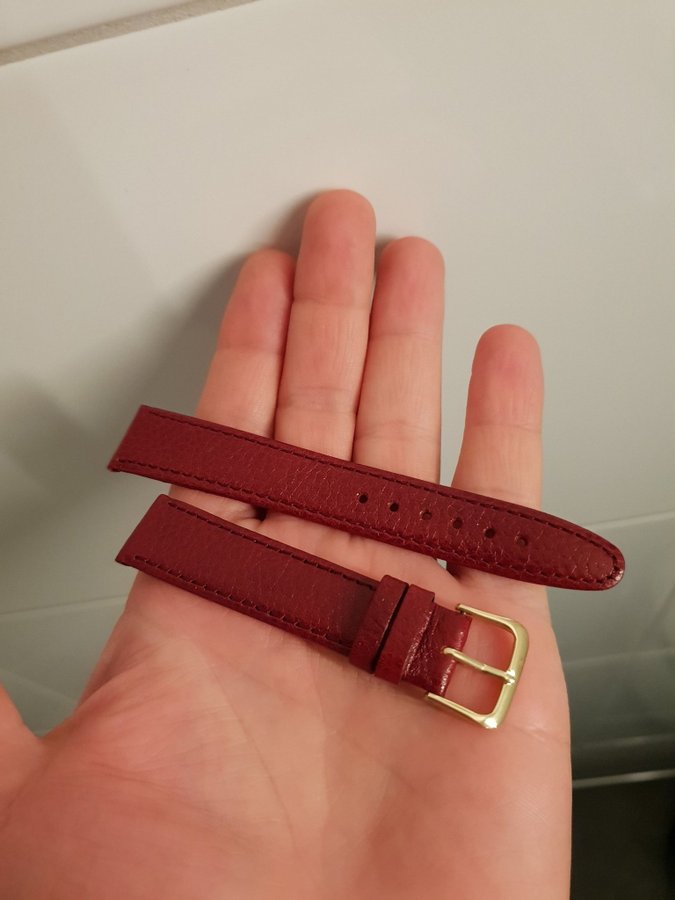 Läderarmband vinröd 18mm