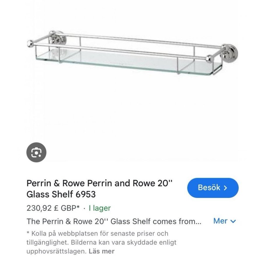 Perrin  Rowe 20" Glashylla 6953