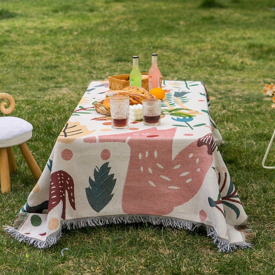 Ins picnic tablecloth sofa blanket camping carpet tapestry tassels ,130*180cm