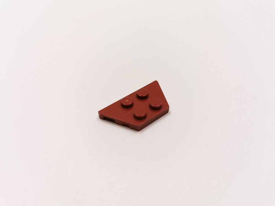 Lego - vinge - plate - hörn - 2x4 - part 51739 - vinröd (dark red)