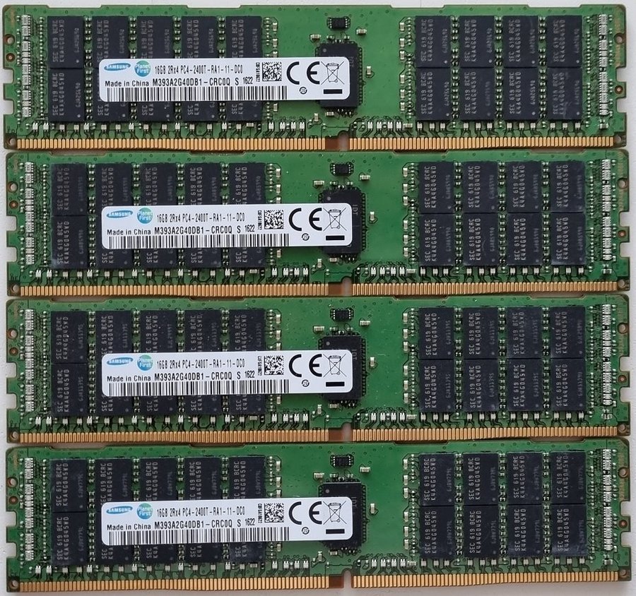 64GB (4x16GB) PC-19200 DDR4 ECC RAM 2400MHz