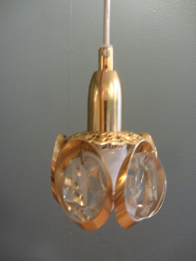 Äldre Fönsterlampa Prismor Mässing/guld Retro Vintage Lampor