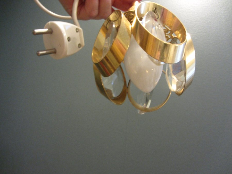 Äldre Fönsterlampa Prismor Mässing/guld Retro Vintage Lampor