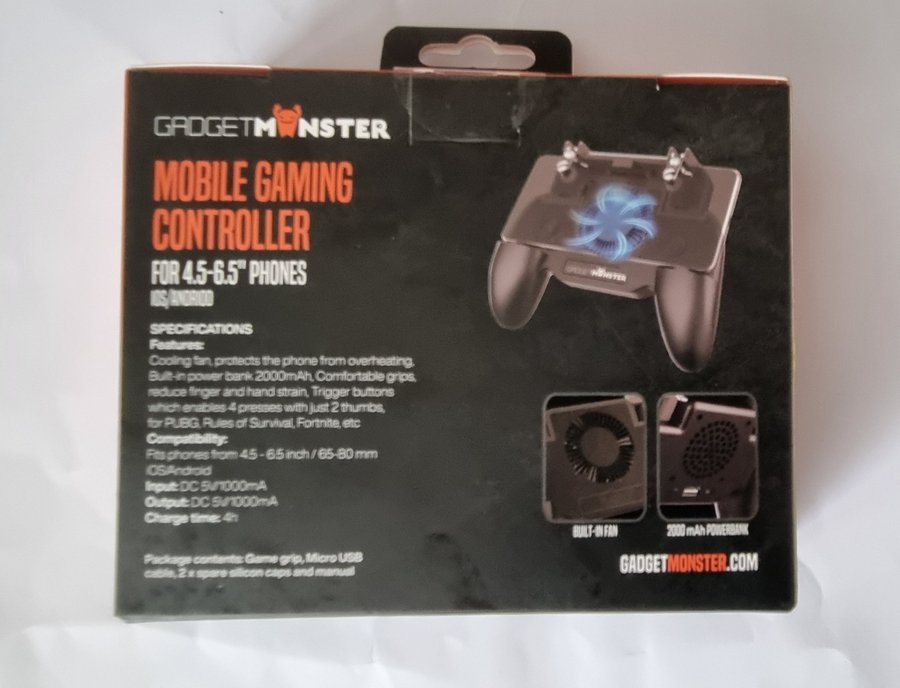 Gadgetmonster Mobile Gaming - Smartphone Gaming Controller med kylfläkt