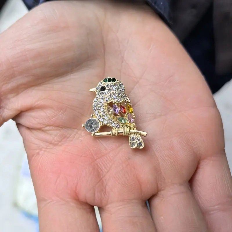 Fin små brosch fågel brooch pin kolibri vilande bird på blomman buske kvist skog