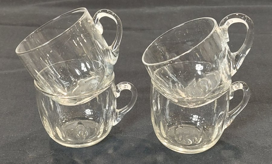 4 ST OLIVSLIPADE PUNSCHGLAS TIDIGT 1900-TAL