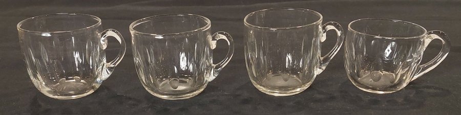 4 ST OLIVSLIPADE PUNSCHGLAS TIDIGT 1900-TAL