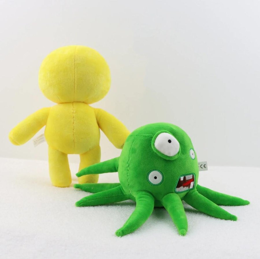 Wobbly Life Plush Toy Set of 2 - Yellow Humanoid and Green Octopus