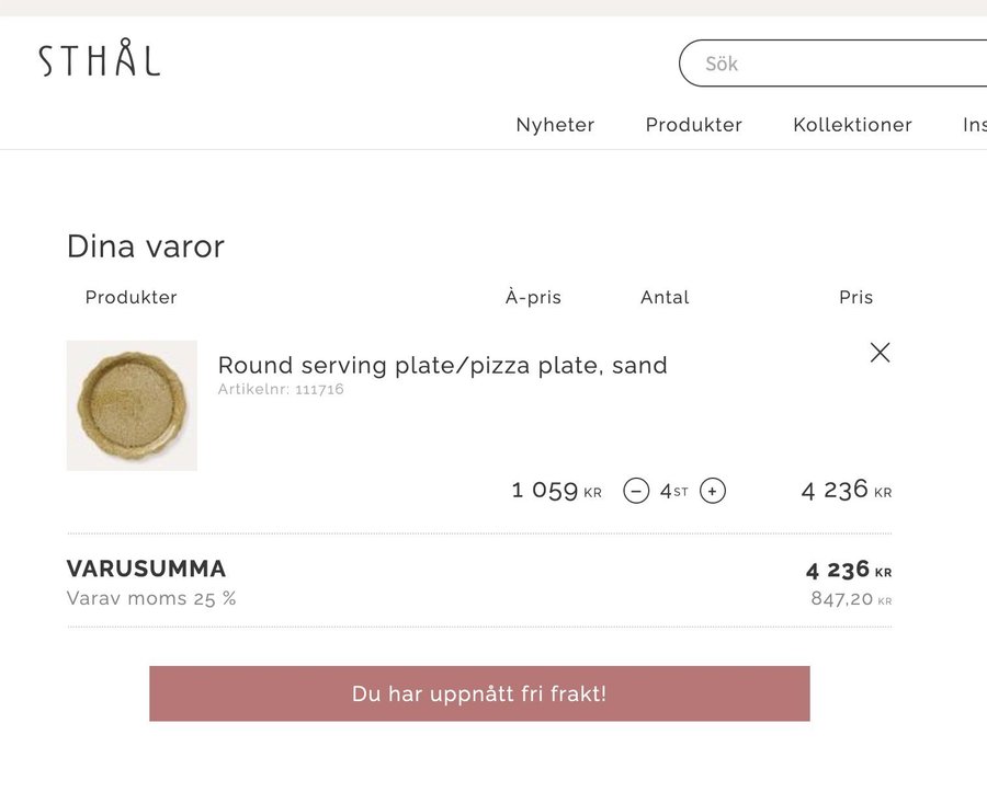 4 Stycken HELT NYA STHÅL Keramik Pizzatallrikar/Uppläggningsfat 34 cm Sand