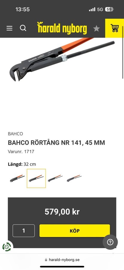 BAHCO RÖRTÅNG NR 141 45 MM