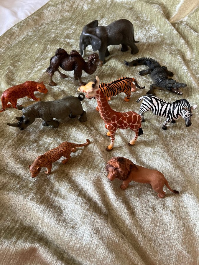 Djurfigurer - Lejon, Tiger, Giraff, Zebra, Elefant, Noshörning, Leopard,