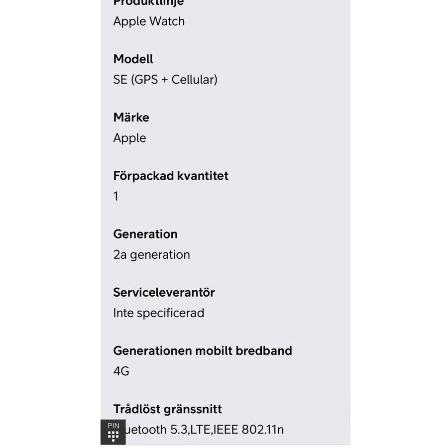 Apple Watch SE (GPS + Cellular) 44mm 2:a generationen midnight svart