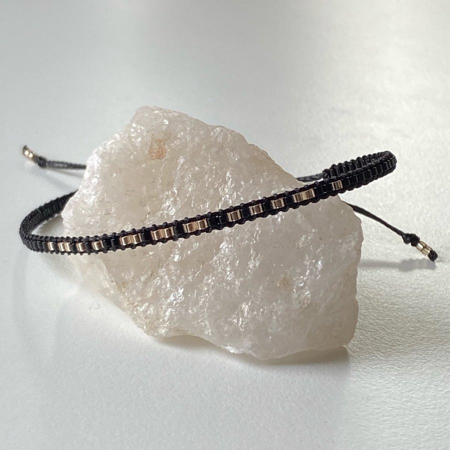 Black ¨Corded for LOVE¨ minimalist bracelet