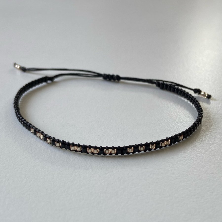 Black ¨Corded for LOVE¨ minimalist bracelet