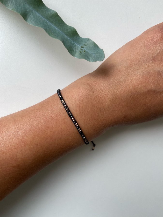 Black ¨Corded for LOVE¨ minimalist bracelet