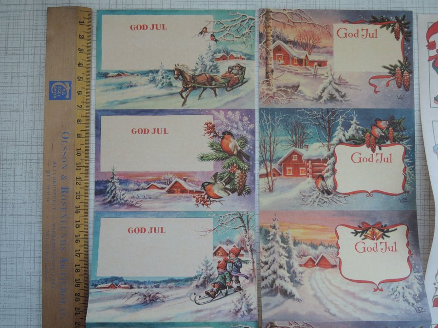 LC Lars Carlson Julklappsetiketter 4 ark Vintage Äldre