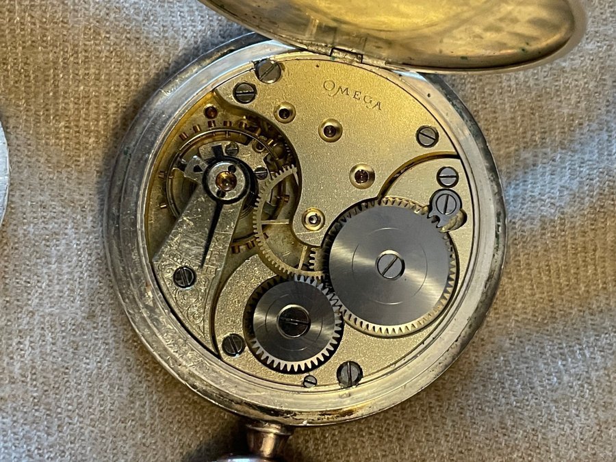 Omega pocket watch , silver 800, requires servicing ,50mm