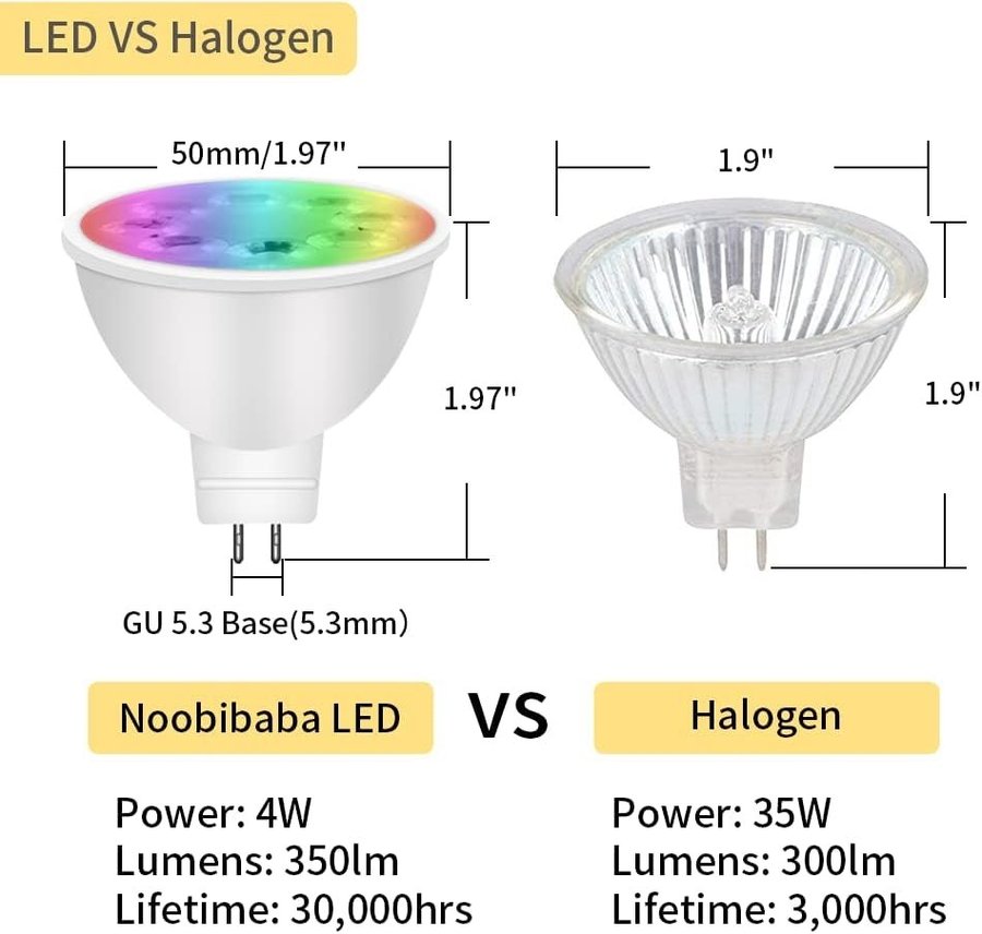 NYTT 3-pack GU 5.3 Sockel LED | 5w | RGB | Varmvit + 15 färger | Nypris 329kr