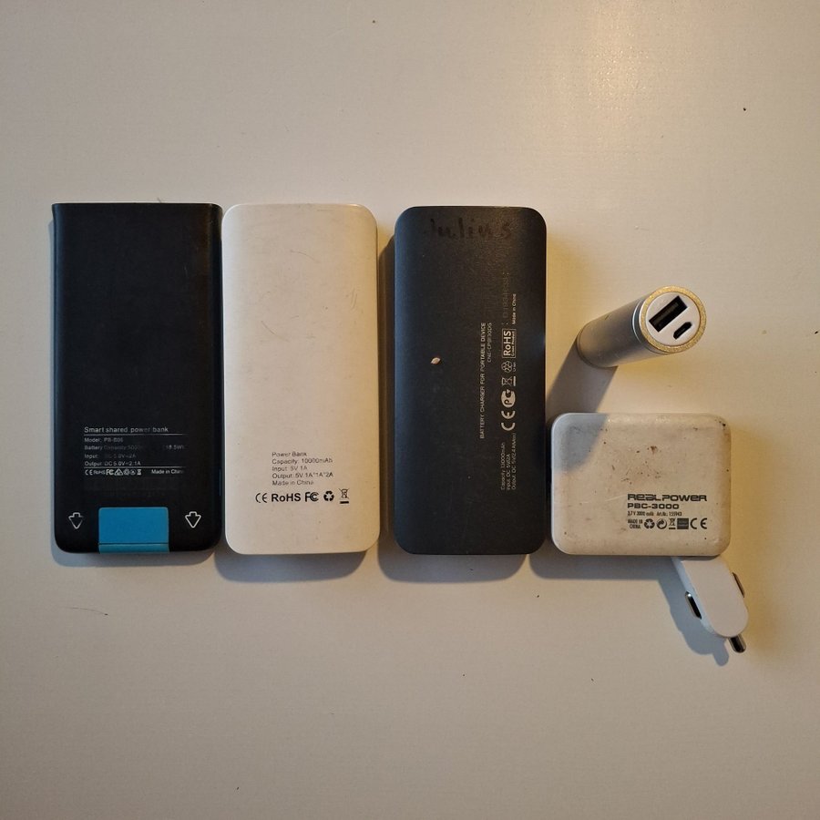 Powerbank set med 5 st