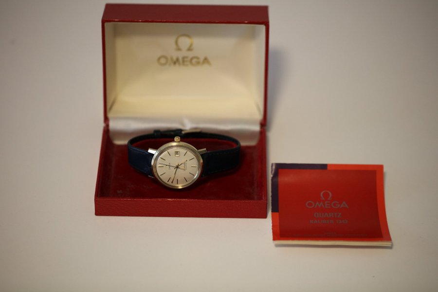 Omega Seamaster Quartz med låda  manual - Guld på stål - 35,7mm - Fint skick