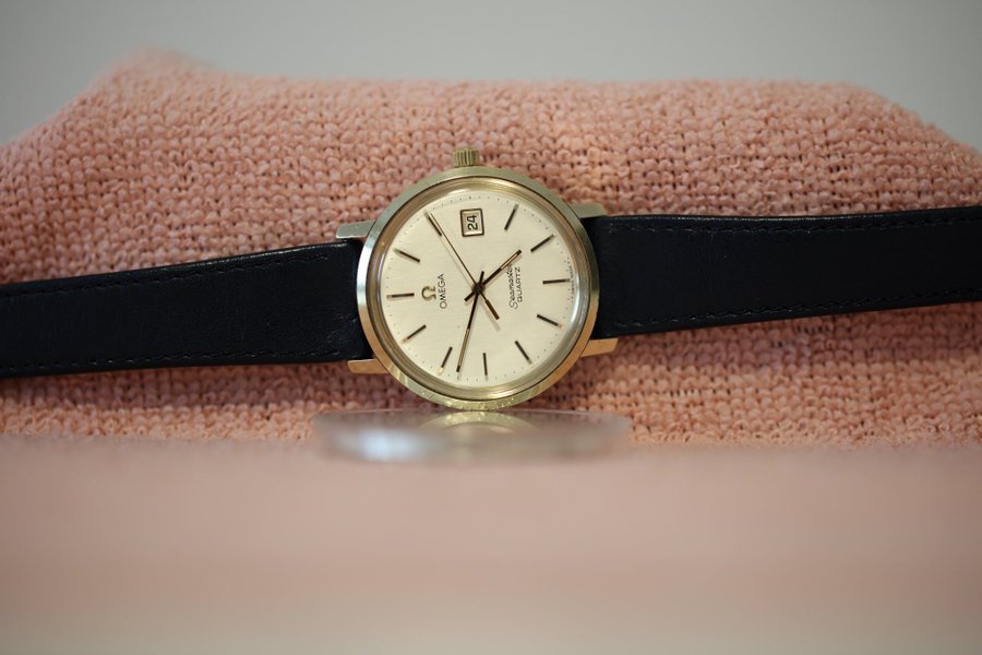 Omega Seamaster Quartz med låda  manual - Guld på stål - 35,7mm - Fint skick