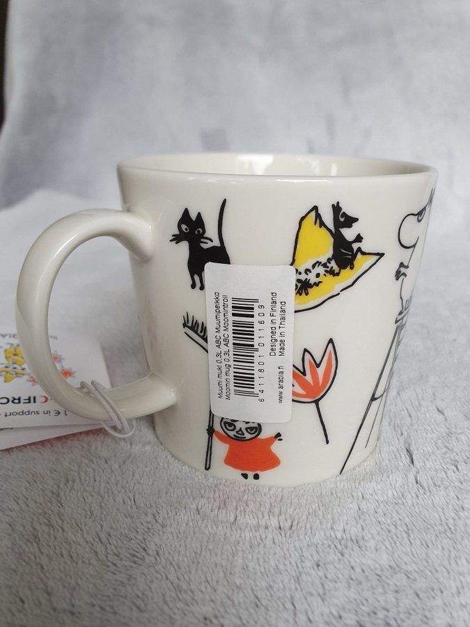 Arabia Mumin Muminmugg ABC Moomin mugg, 1:a sortering, etikett