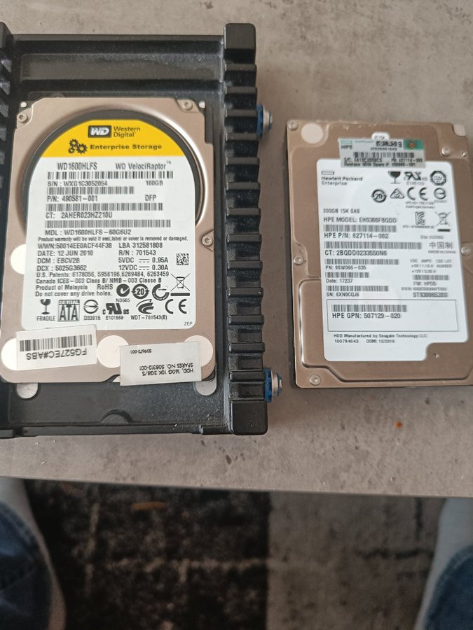 WD1600HLFS 160GB  HPE EH0300FBQDD 300GB