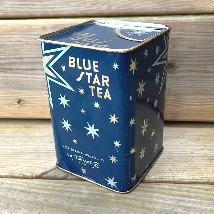 Äldre plåtburk/ teaburk BLUE STAR TEA