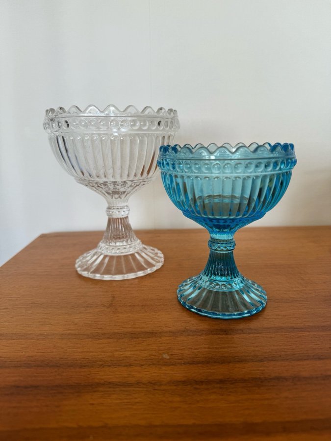 Iittala Marimekko skålar transparent och turkos / blå glas glasskål