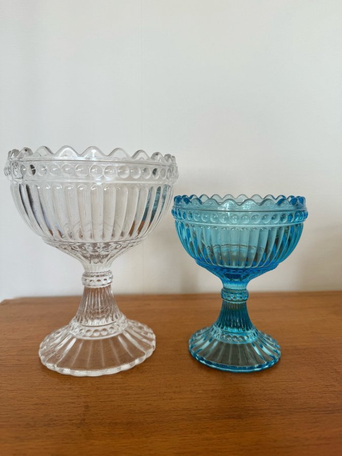 Iittala Marimekko skålar transparent och turkos / blå glas glasskål