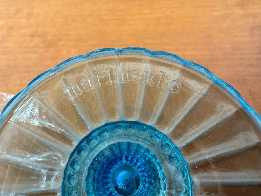 Iittala Marimekko skålar transparent och turkos / blå glas glasskål