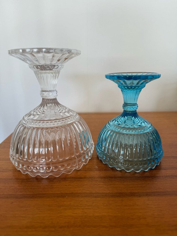 Iittala Marimekko skålar transparent och turkos / blå glas glasskål