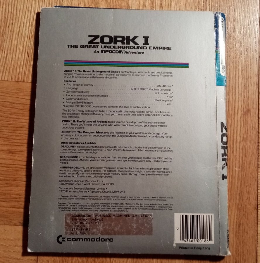 Zork I - Great Underground Empire (CBM - Infocom) Disk ->TESTAD<- Commodore 64