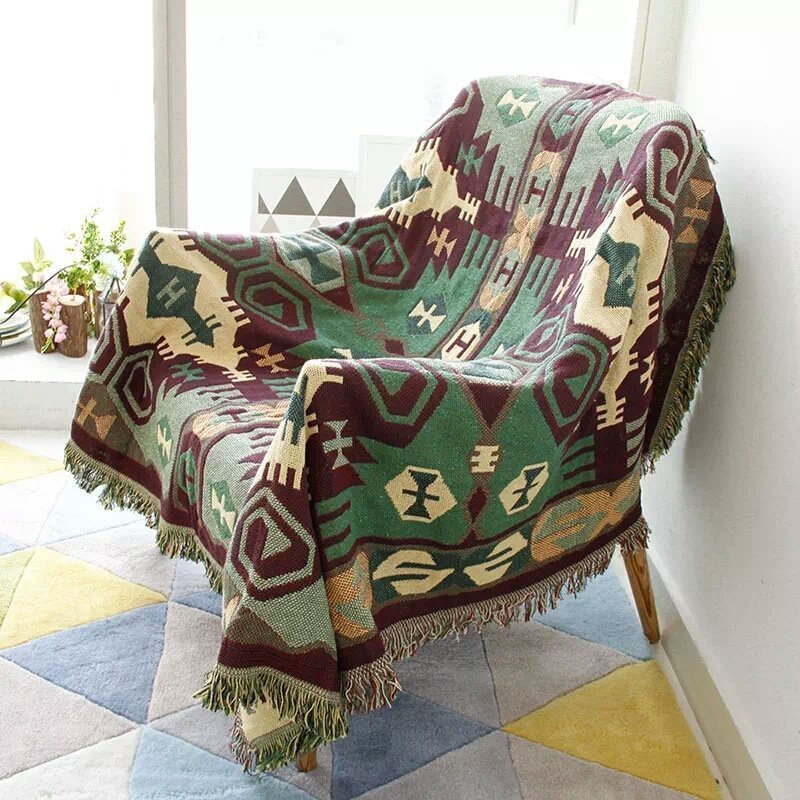 Geometric sofa single chair nap blanket camping carpet tapestry,130*180cm