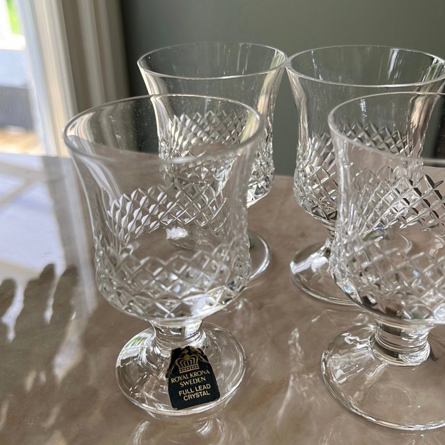 Likörglas eller portvinsglas 5 st., Diadem, Royal krona Sweden , vintage