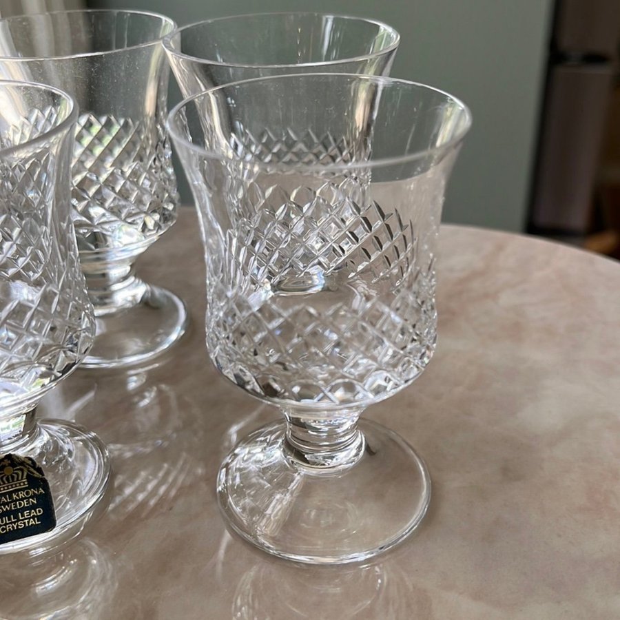 Likörglas eller portvinsglas 5 st., Diadem, Royal krona Sweden , vintage