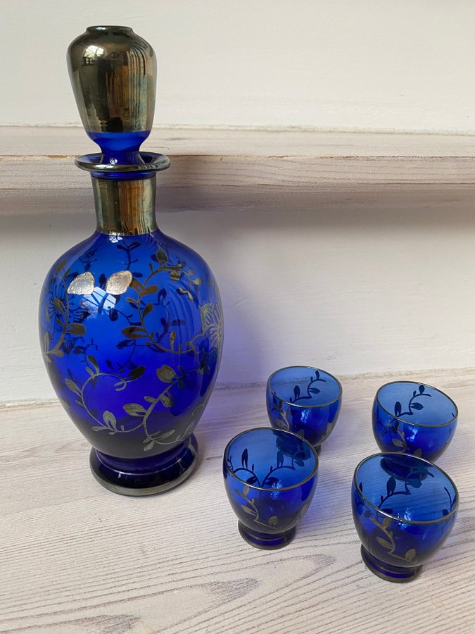 MURANO KARAFF FYRA GLAS MADE IN ITALY SAMLAROBJELT KURIOSA