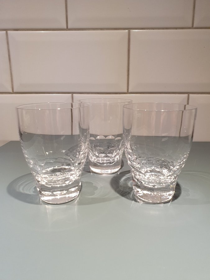 3 Selter/whiskeyglas, Orrefors Ingeborg Lundin, serie Carina