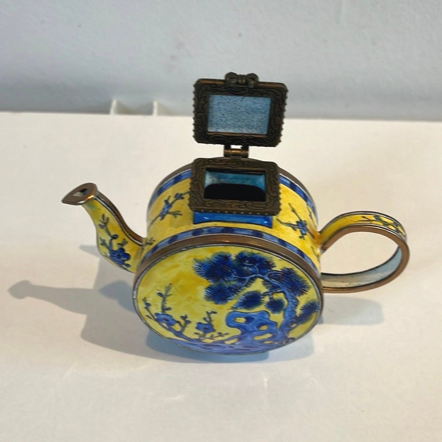 Mini emaljerad tekanna, mini enamel teapot design konsthantverk