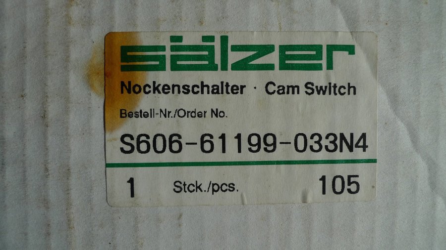 Sälzer Nockenschalter Cam Switch S606-61199-033N42 st nya i kartong