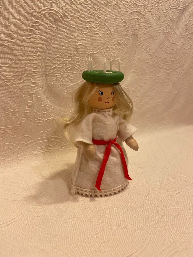 Vintage Liten Santa Lucia Trä Luciakrona Ljus Jul