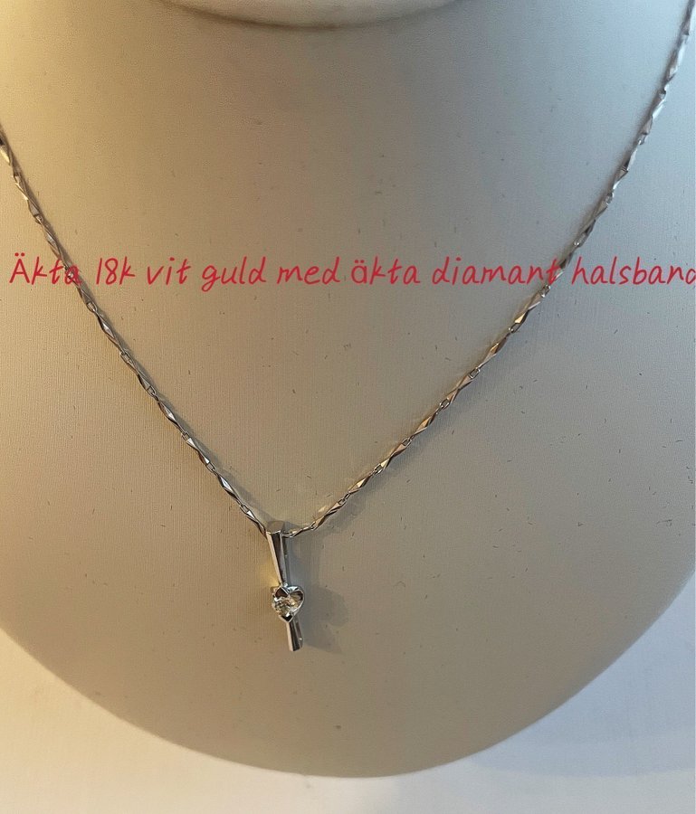 Äkta pt950 med äkta diamant halsband