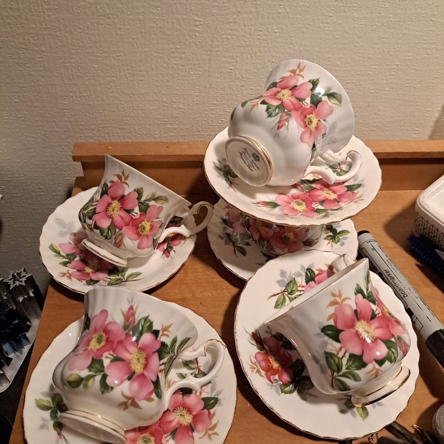 Royal Albert Prairie Rose Kaffekoppar  Underfat